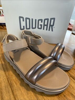 COUGAR Nolo Metallic Silver -Taupe Sandals NIB